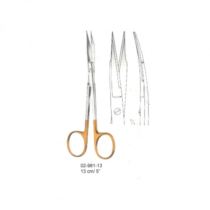 Scissors With Tungsten Carbide Inserts, Sharp Blades - 13 cm/ Curved